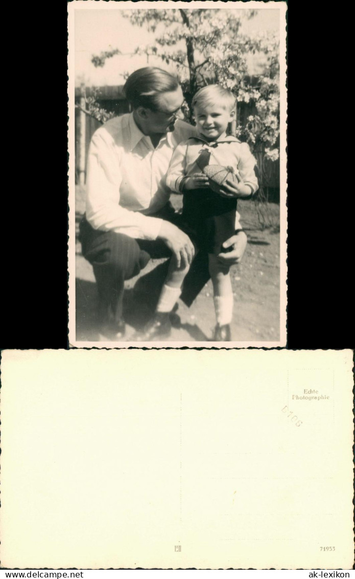 Foto  Fotokunst Mann Kinder Junge Garten-Foto 1940 Privatfoto - Ritratti