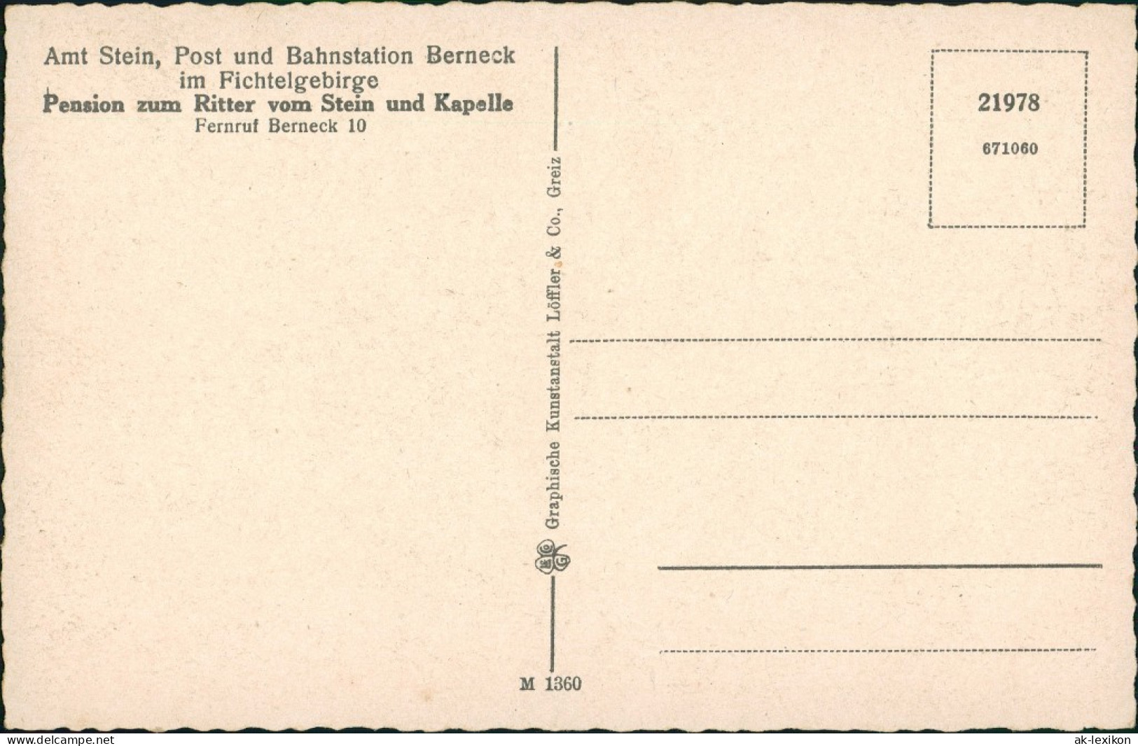Bad Berneck Im Fichtelgebirge Pension Zum Ritter Vom Stein Bahnstation  1925 - Other & Unclassified