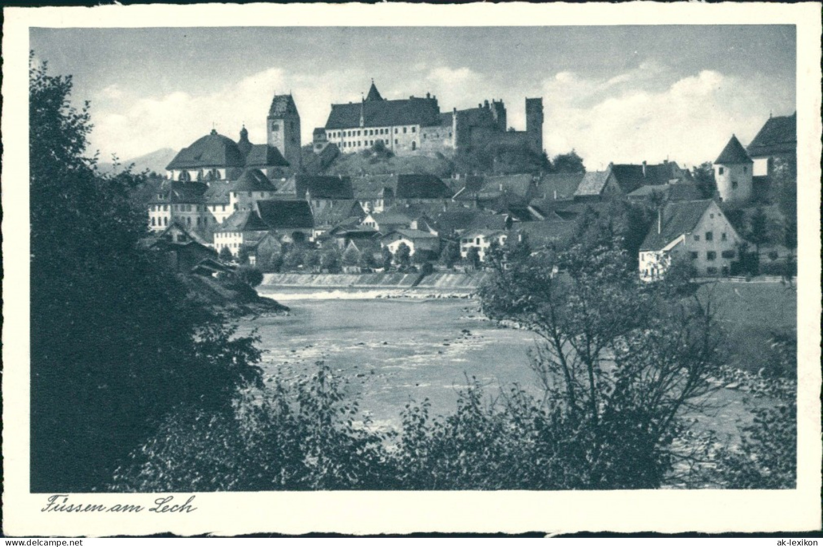 Ansichtskarte Füssen Panorama-Ansicht Lech Partie Ort Teilansicht 1930 - Fuessen