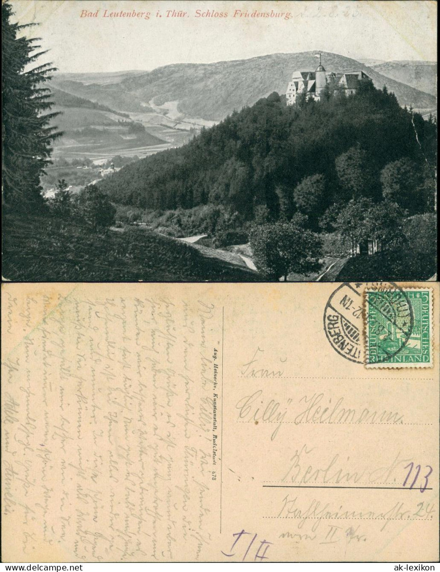 Leutenberg Friedensburg Schloss Castle Thüringen Panorama Blick 1925 - Leutenberg