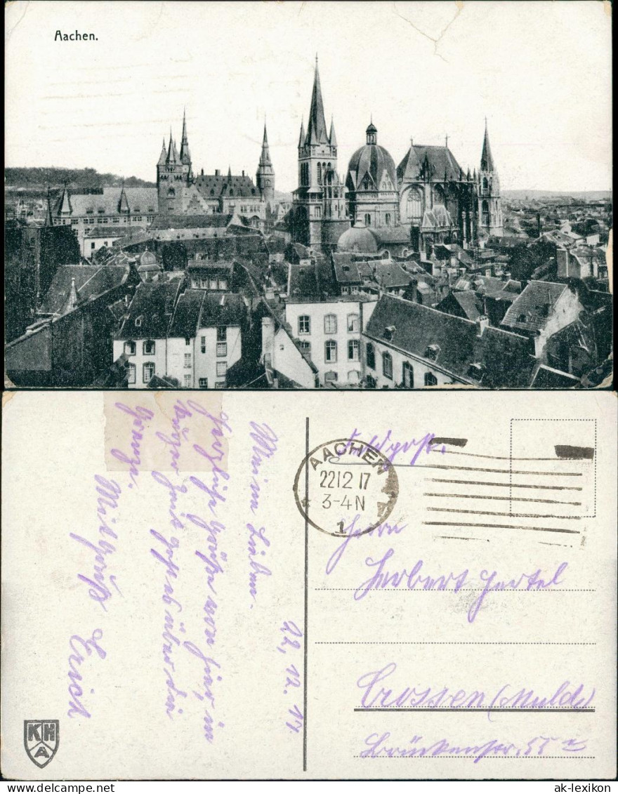 Ansichtskarte Aachen Panorama-Ansicht Dächer Blick Dom Kirche 1917  Weltkrieg - Aachen