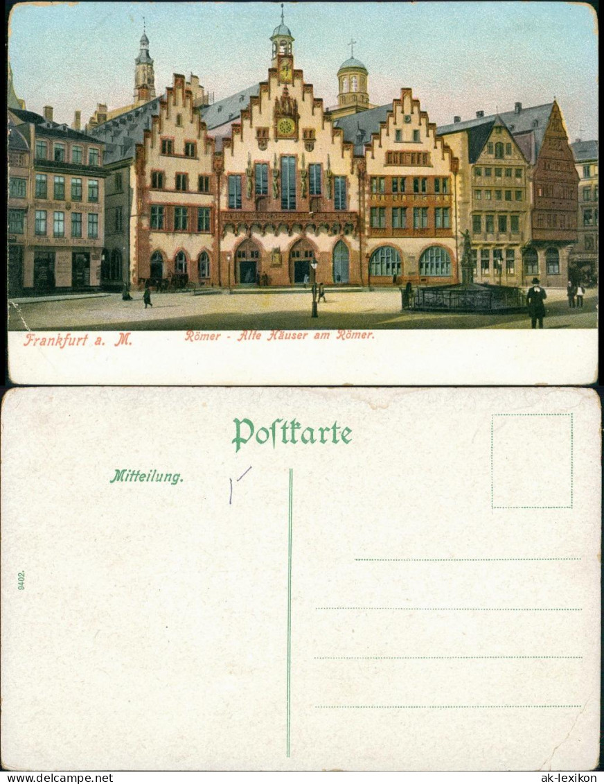 Frankfurt Am Main Römer Partie Mit Alten Häusern, Personen, Denkmal 1910 - Frankfurt A. Main
