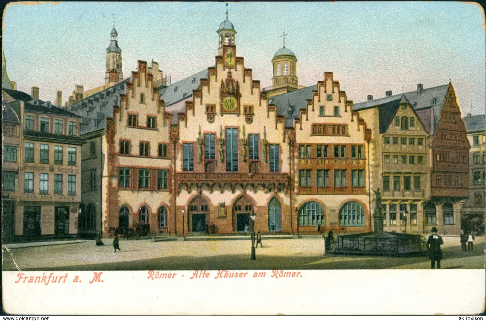 Frankfurt Am Main Römer Partie Mit Alten Häusern, Personen, Denkmal 1910 - Frankfurt A. Main