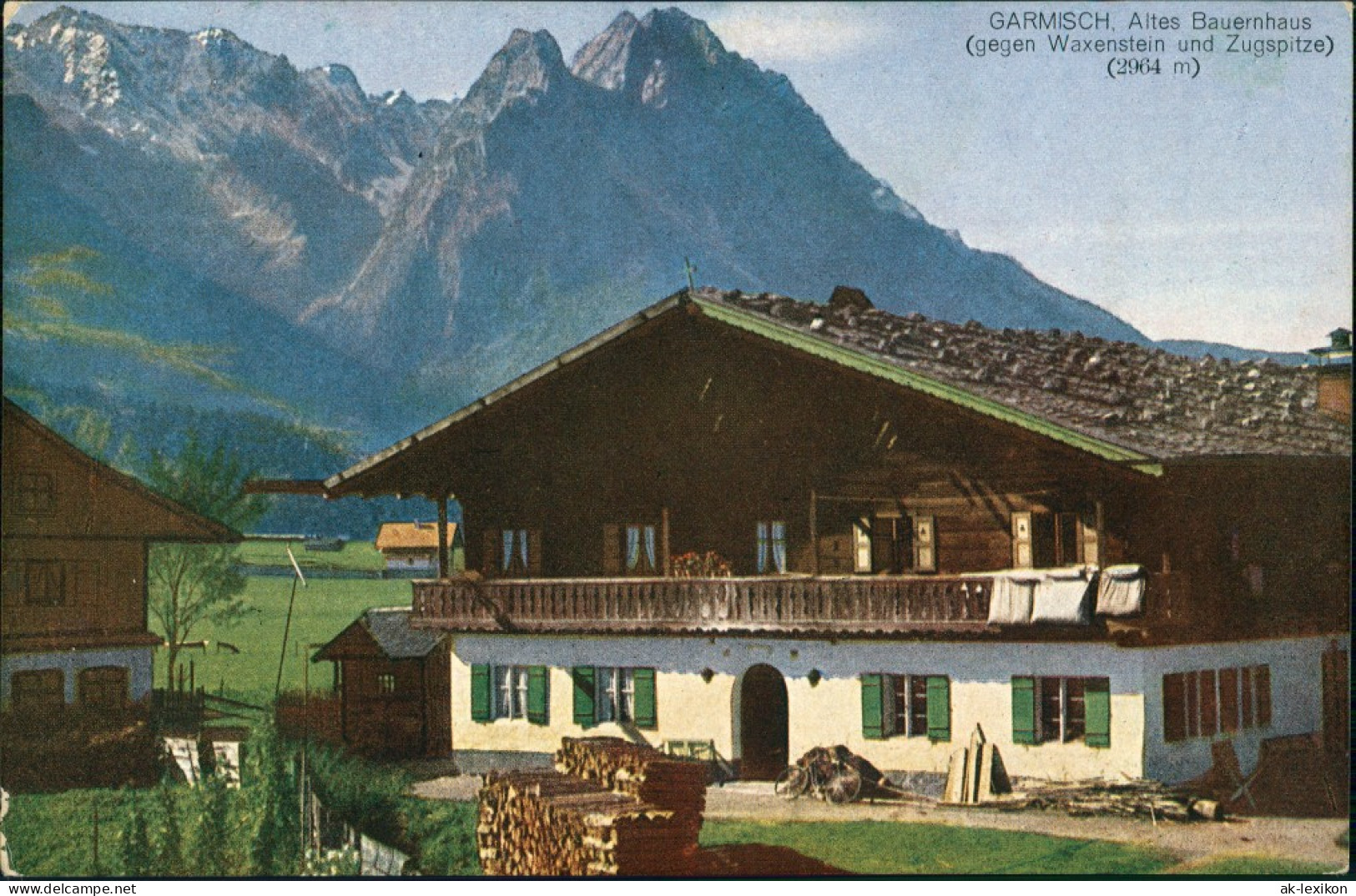 Garmisch-Partenkirchen GARMISCH, Bauernhaus Gg. Waxenstein U. Zugspitze 1920 - Garmisch-Partenkirchen