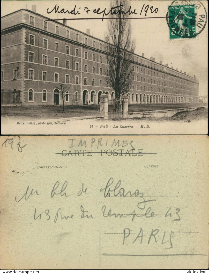 Pau (Pyrénées-Atlantiques) Militär Propaganda Kaserne La Caserne Gebäude 1920 - Otros & Sin Clasificación