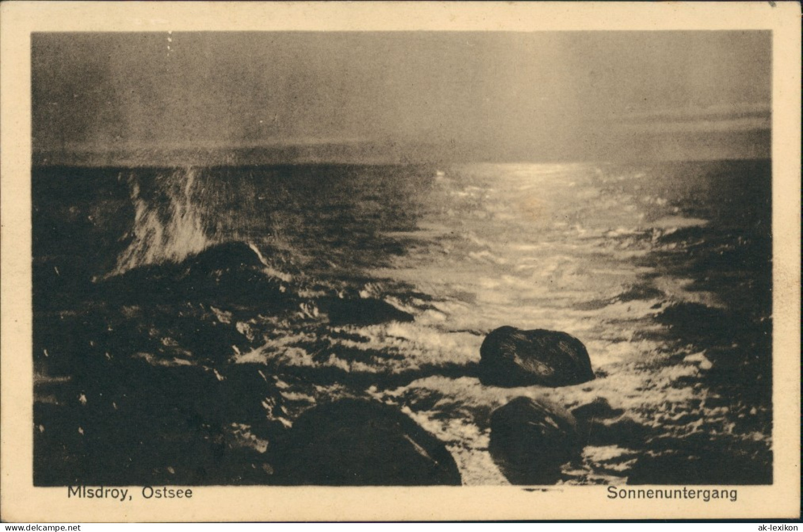 Postcard Misdroy Mi&#281;dzyzdroje Sonnenuntergang 1928 - Pommern