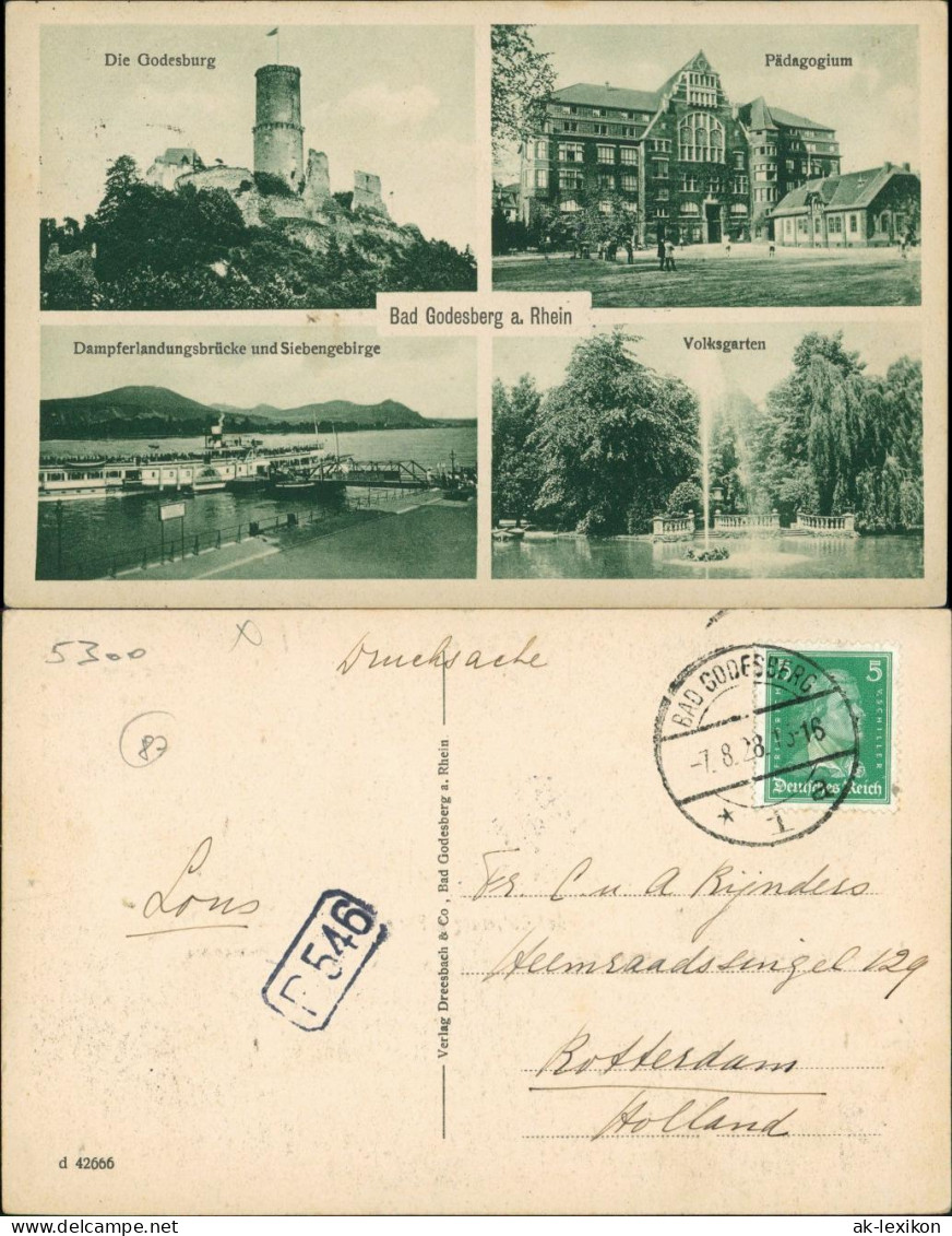 Bad Godesberg-Bonn 4 Bild Burg, Pädagogium, Landungsbrücke, Volksgarten 1928 - Bonn