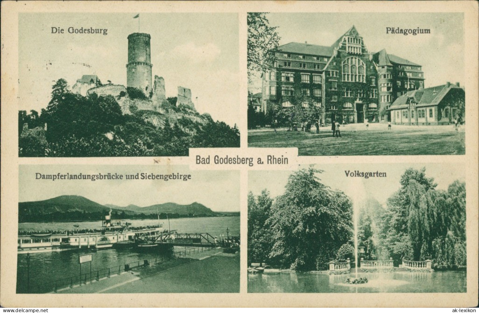 Bad Godesberg-Bonn 4 Bild Burg, Pädagogium, Landungsbrücke, Volksgarten 1928 - Bonn