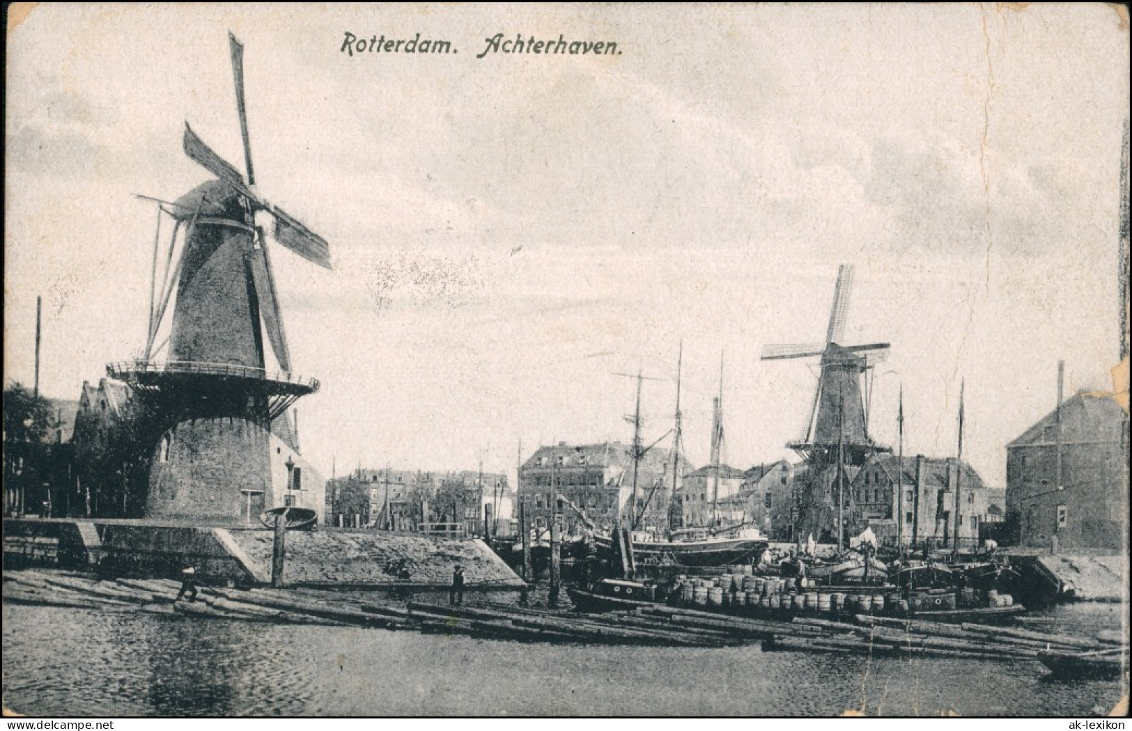 Postkaart Rotterdam Rotterdam Windmühlen - Achterhaven 1912 - Rotterdam