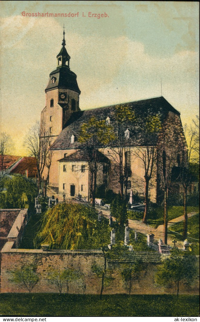 Ansichtskarte Großhartmannsdorf Friedhof - Kirche 1911 - Autres & Non Classés