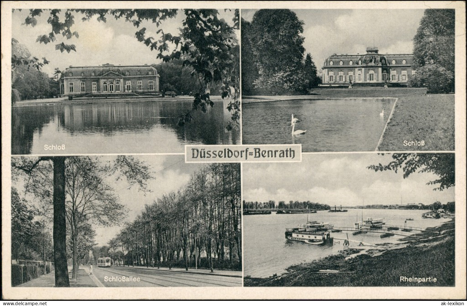 Benrath-Düsseldorf 4 Bild: Schloß, Rheinpartie, Schloßallee 1951 - Duesseldorf