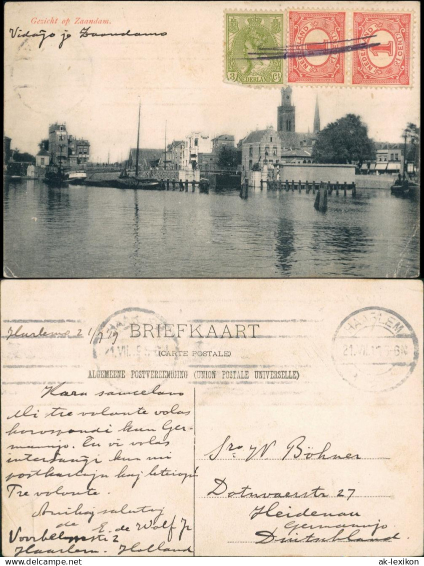 Postkaart Zaandam Gezicht Hafen 1909 - Other & Unclassified