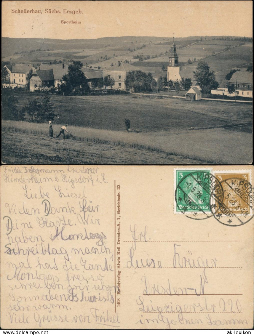 Ansichtskarte Schellerhau-Altenberg (Erzgebirge) Stadt Und Sportheim 1928 - Schellerhau