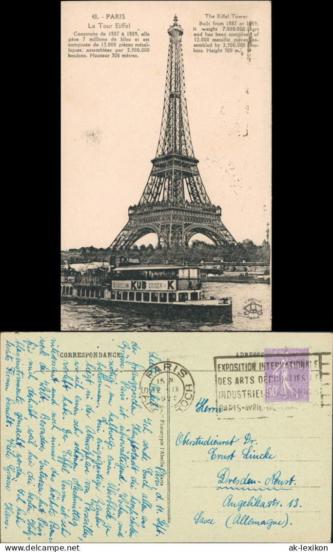 CPA Paris Eiffelturm - Boot Bouillon KUB Exiger Le K 1925 - Tour Eiffel