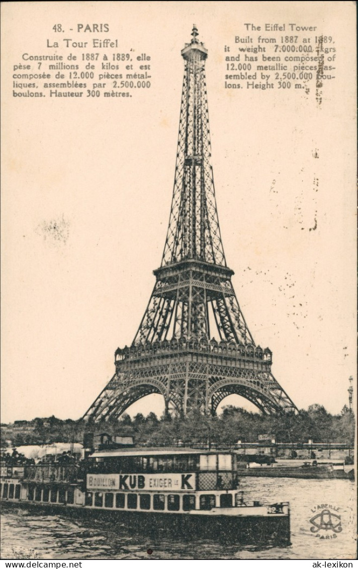 CPA Paris Eiffelturm - Boot Bouillon KUB Exiger Le K 1925 - Tour Eiffel