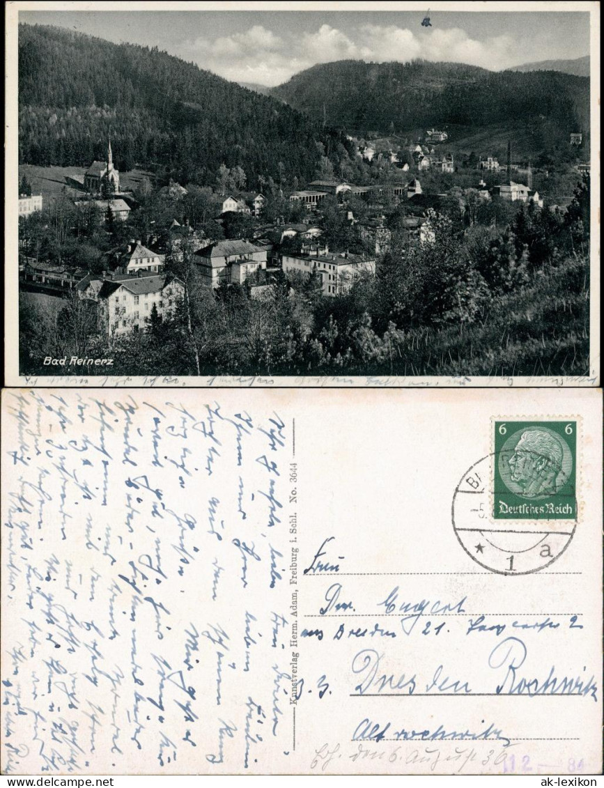 Postcard Bad Reinerz Duszniki-Zdrój Stadtpartie 1934 - Schlesien