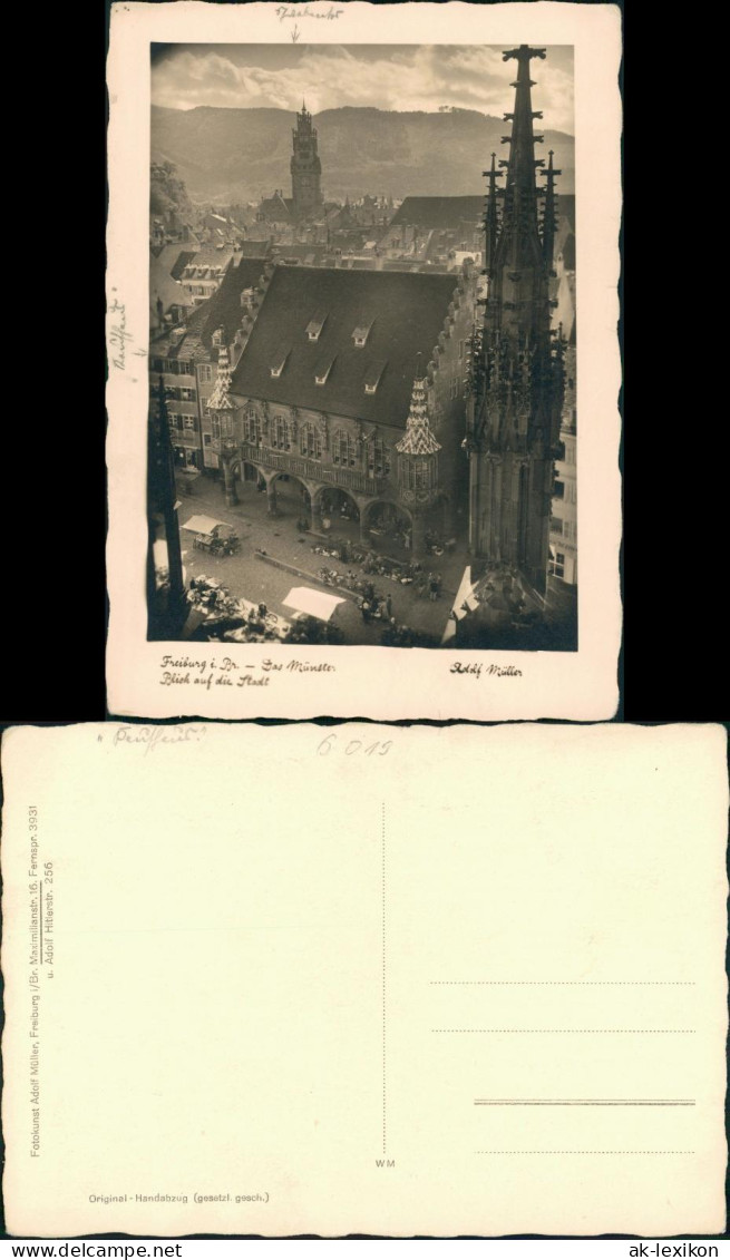 Ansichtskarte Freiburg Im Breisgau Blick Vom Münster - Markttreiben 1932 - Freiburg I. Br.