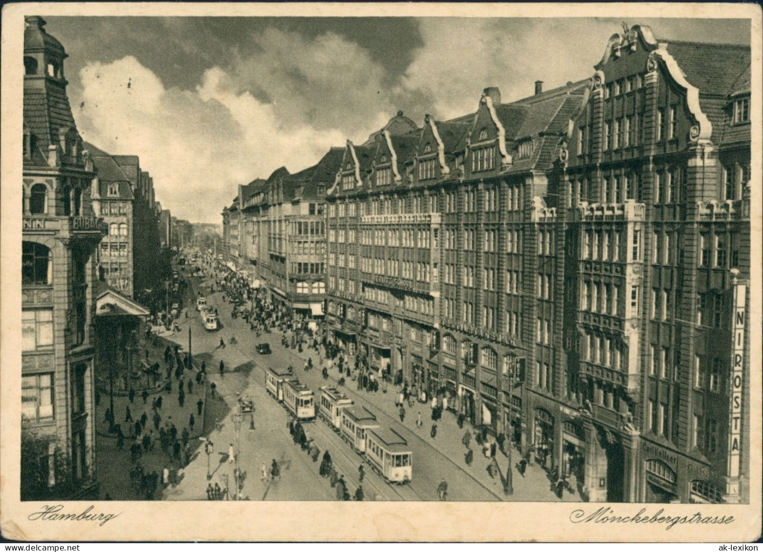 Ansichtskarte Altstadt-Hamburg Mönckebergstraße, Straßenbahn 1936 - Other & Unclassified