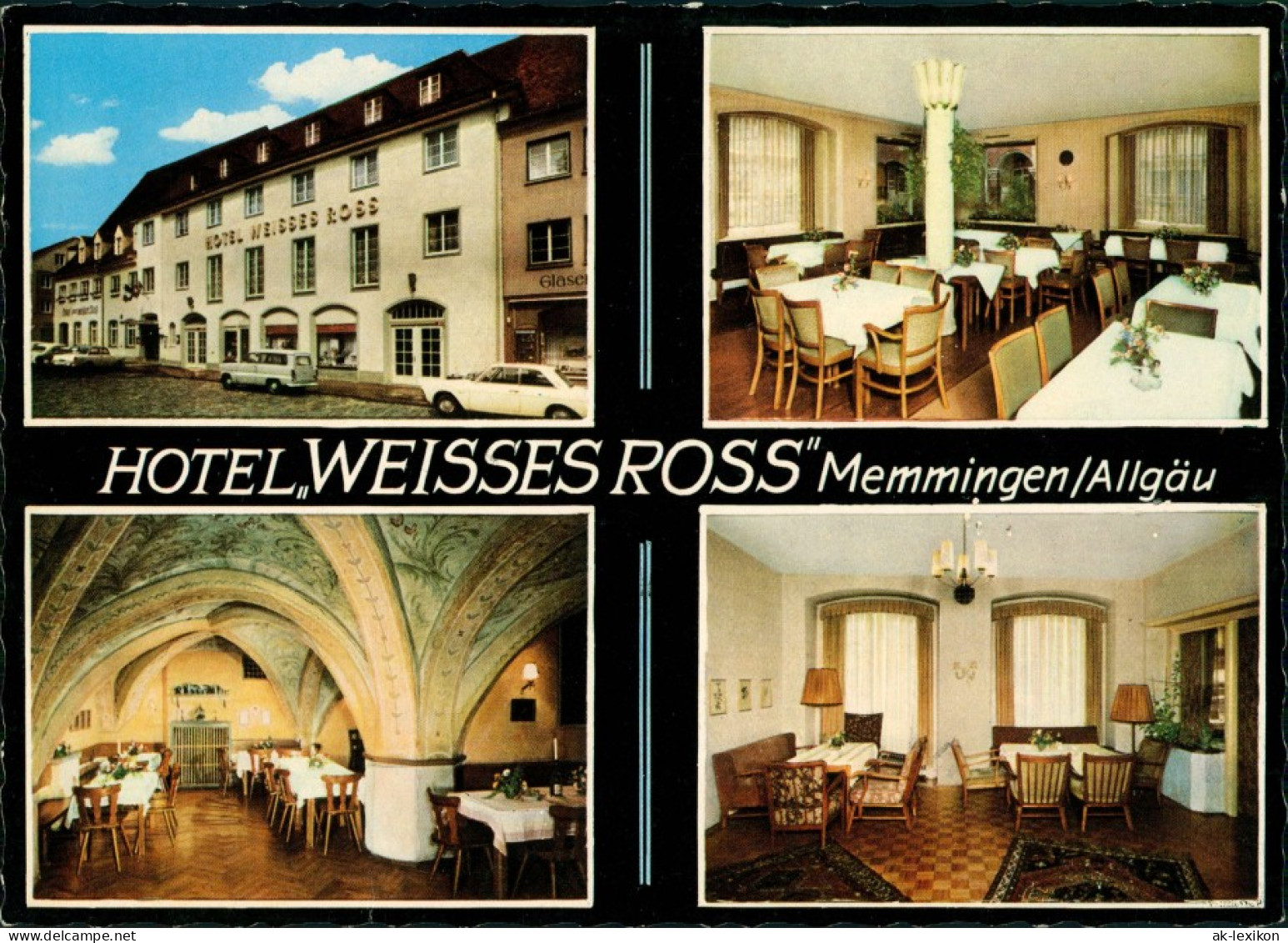 Ansichtskarte Memmingen Hotel WEISSES ROSS Innenansichten Außenansicht 1965 - Memmingen