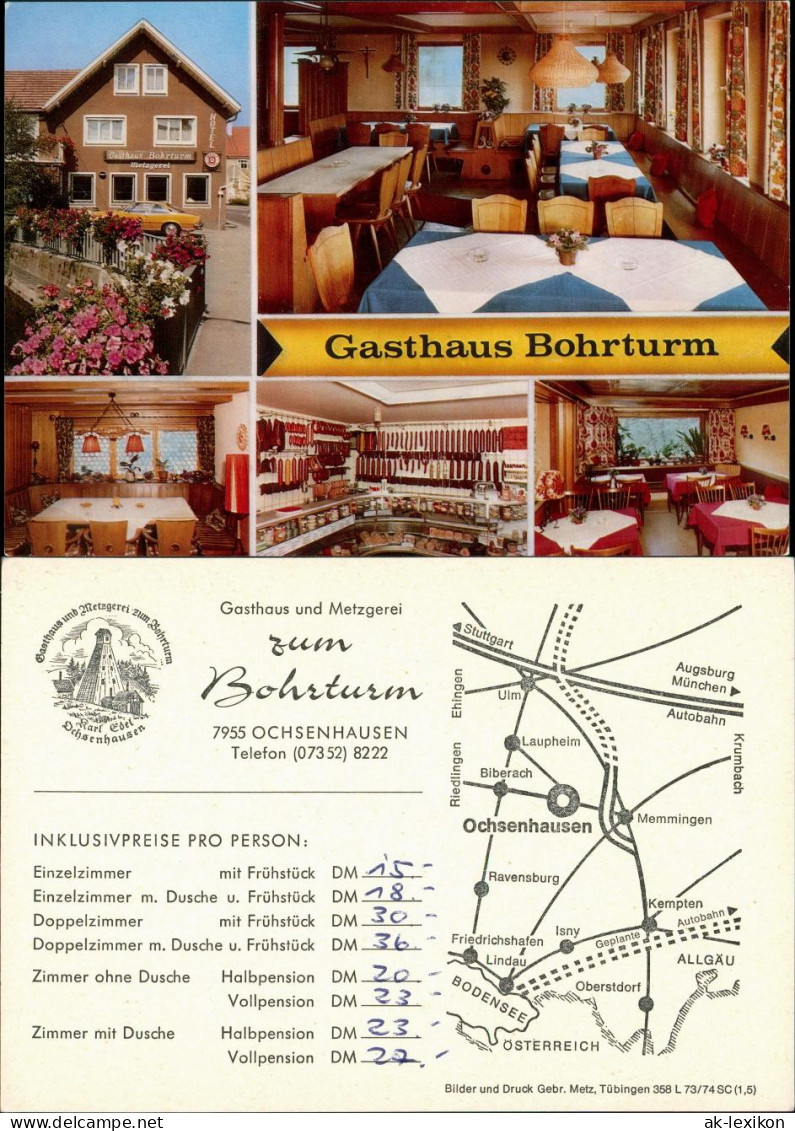 Ochsenhausen Werbung Reklame-Karte Gasthaus Metzgerei Zum Bohrturm 1970 - Other & Unclassified