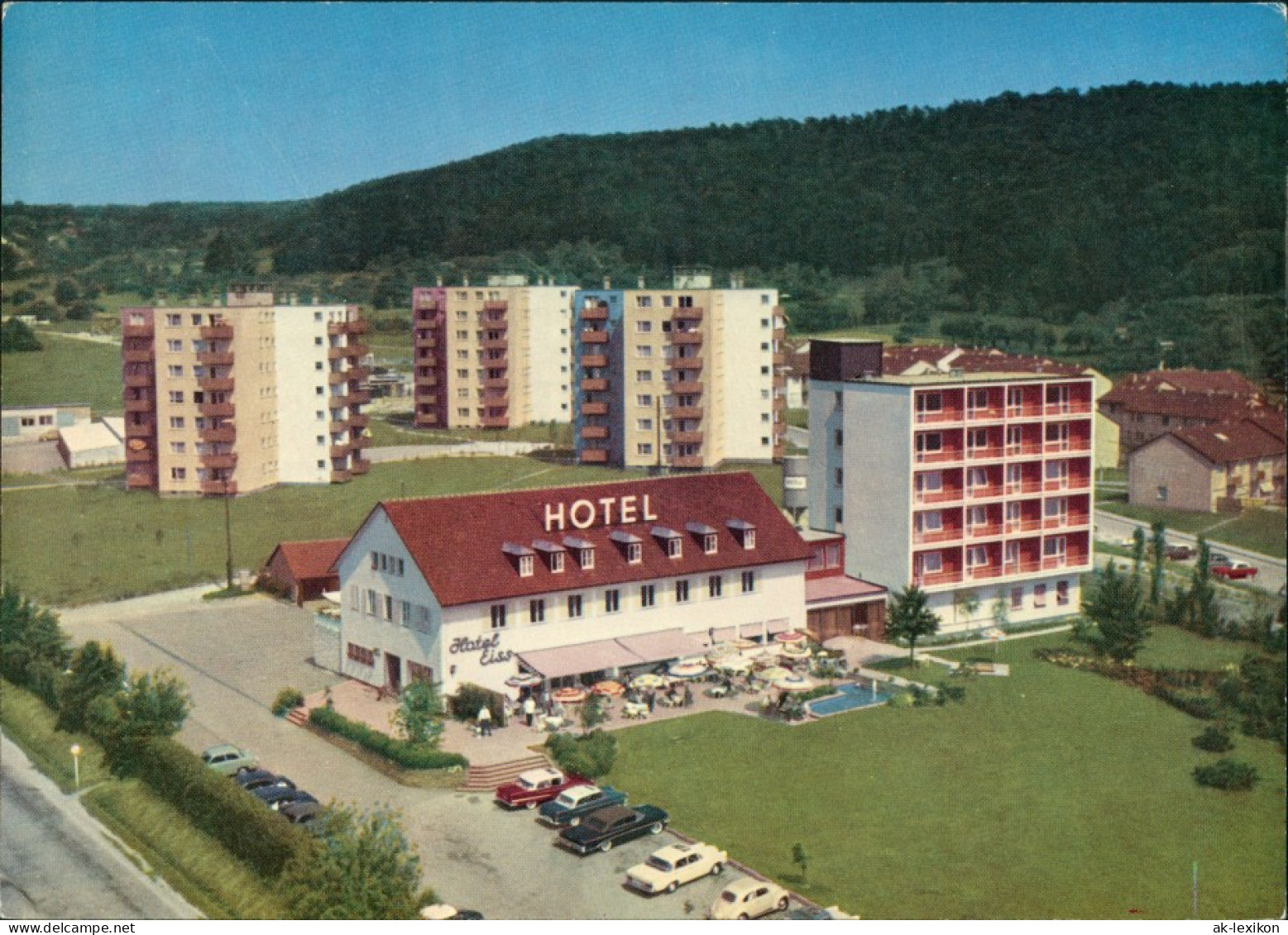 Leonberg HOTEL EISS Aus Der Vogelschau, Auto Parkplatz, Autos 1960 - Leonberg