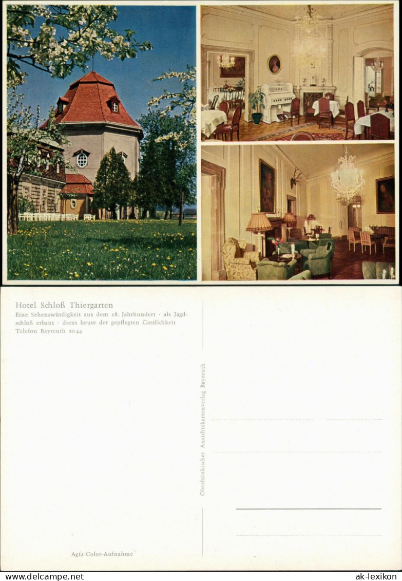 Ansichtskarte Bayreuth Schloss Hotel Thiergarten Innen & Außenansicht 1960 - Bayreuth