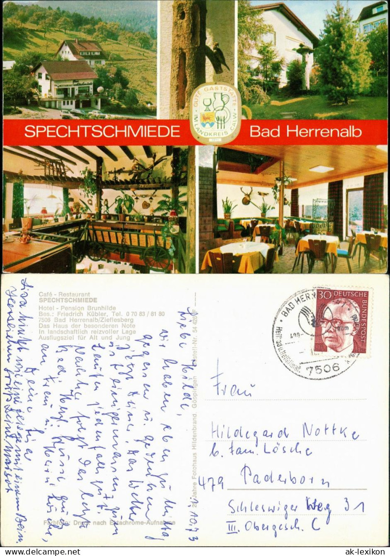 Bad Herrenalb Café Gasthaus Restaurant SPECHTSCHMIEDE Mehrbildkarte 1976 - Bad Herrenalb