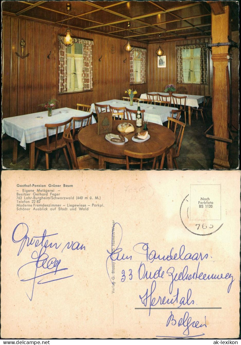 Burgheim-Lahr (Schwarzwald) Gasthof-Pension Grüner Baum Eigene Metzgerei 1960 - Lahr