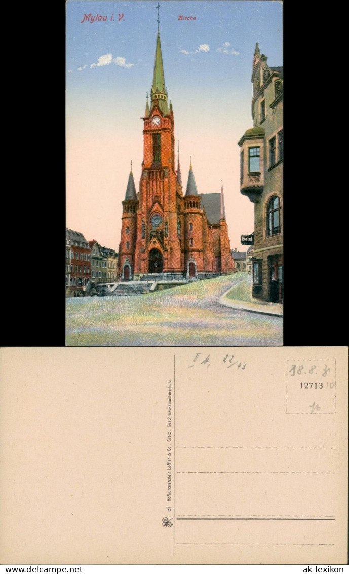 Ansichtskarte Mylau Kirche Strassen Partie Mit Hotel 1910 - Mylau