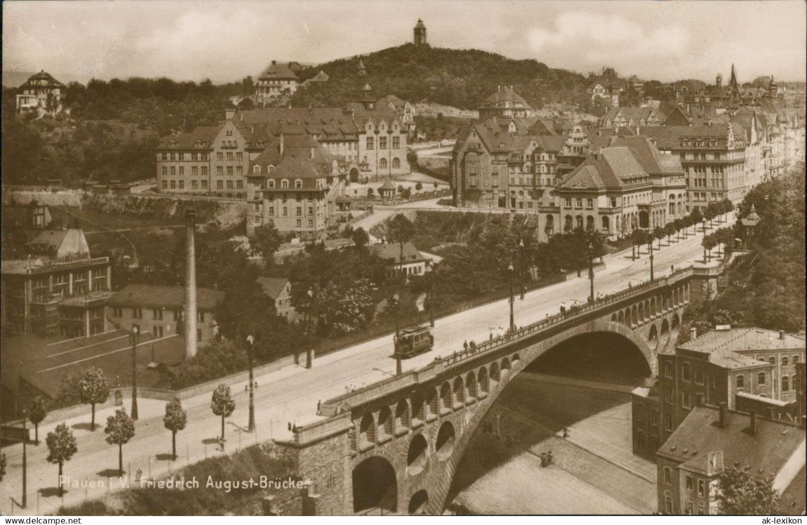 Ansichtskarte Plauen (Vogtland) Friedrich Augustbrücke Stadt Panorama 1928 - Plauen