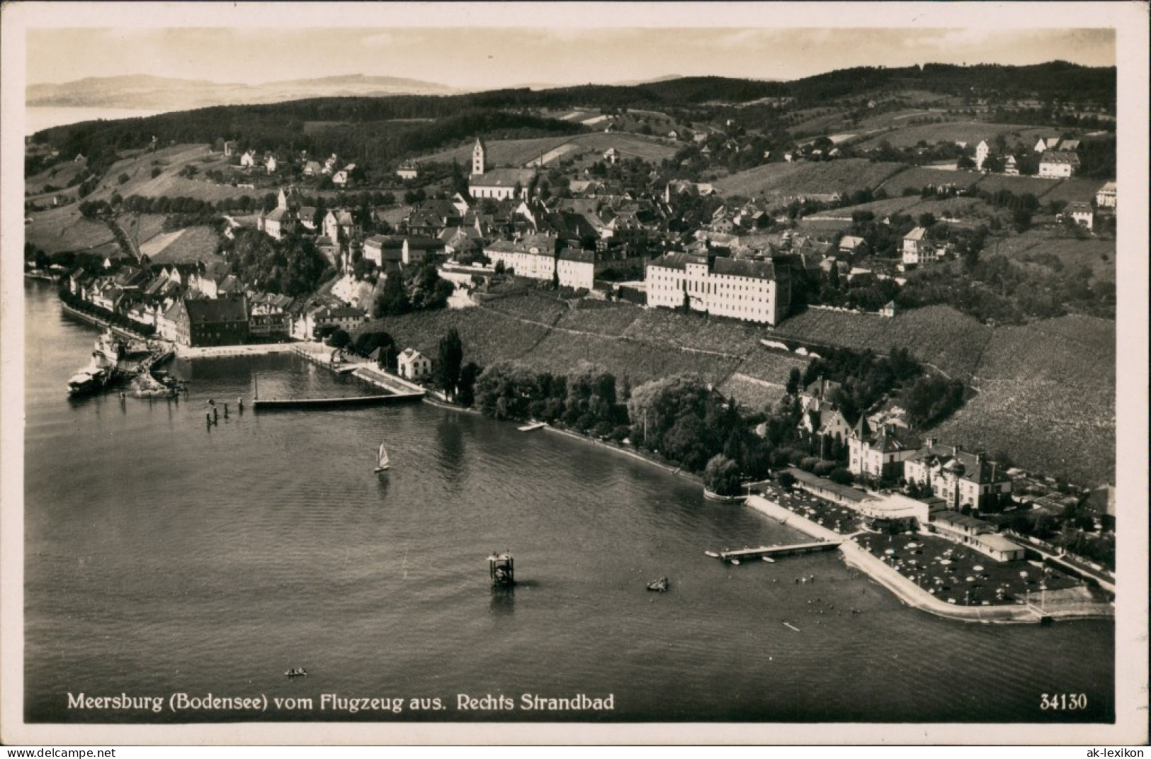 Ansichtskarte Meersburg Luftbild - Stadt Anleger 1930 - Meersburg