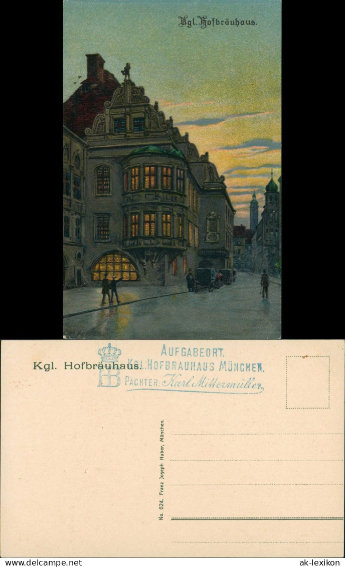 München Kgl Hofbräuhaus Bier-Lokal Künstlerkarte 1910  Aufgabeort Hofbräuhaus" - Muenchen