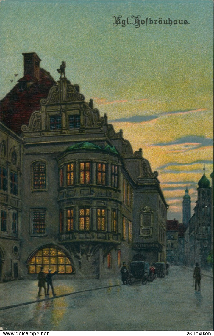 München Kgl Hofbräuhaus Bier-Lokal Künstlerkarte 1910  Aufgabeort Hofbräuhaus" - Muenchen