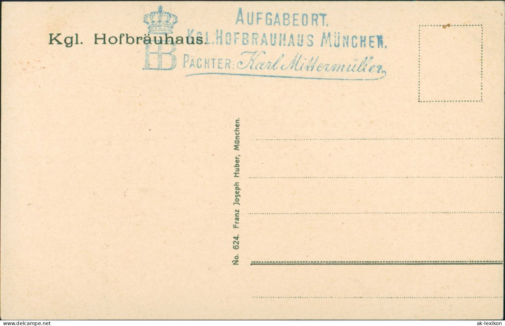 München Kgl Hofbräuhaus Bier-Lokal Künstlerkarte 1910  Aufgabeort Hofbräuhaus" - Muenchen