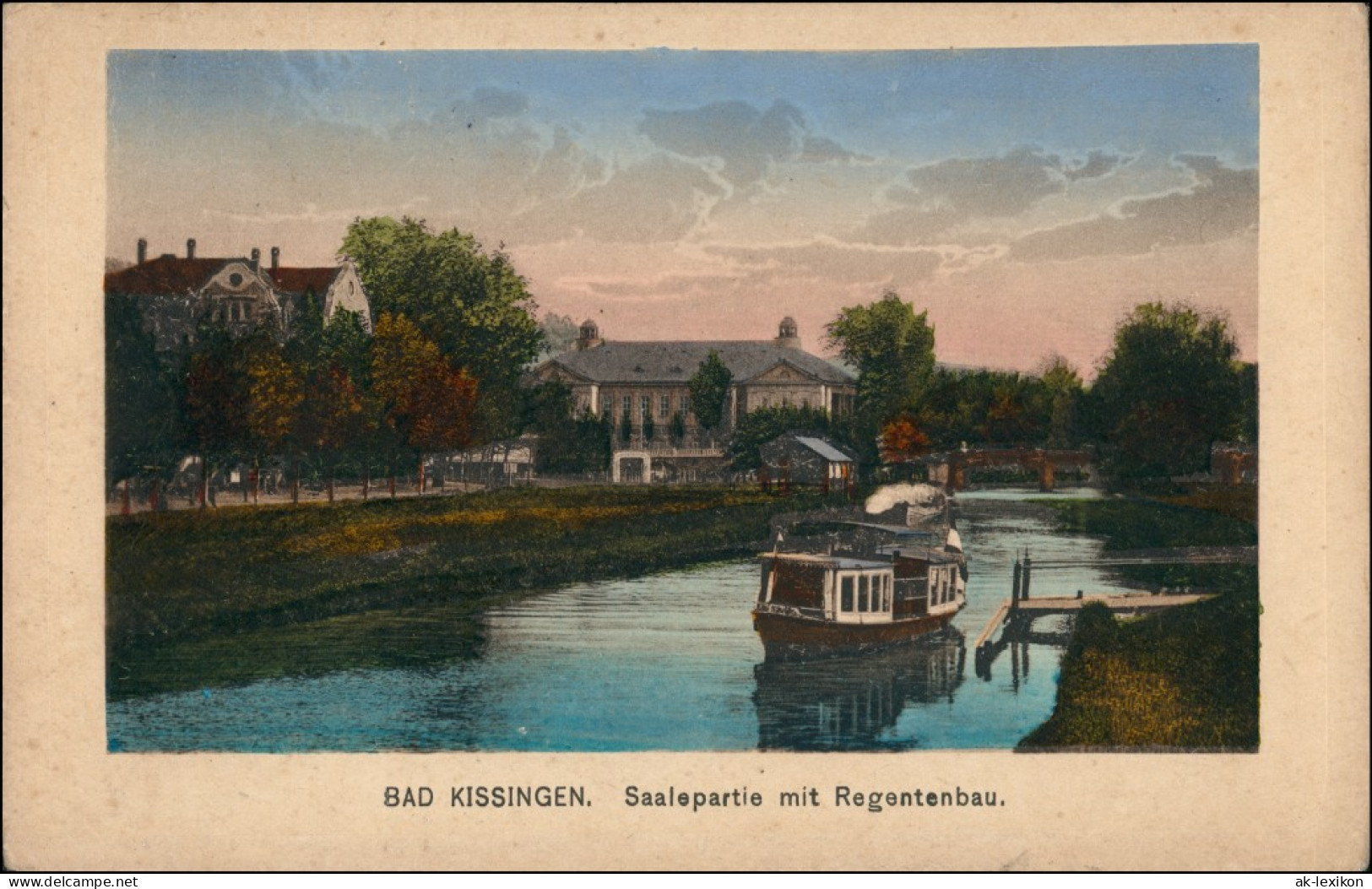 Ansichtskarte Bad Kissingen Saalepartie Mit Regentenbau Schiff 1924 - Bad Kissingen