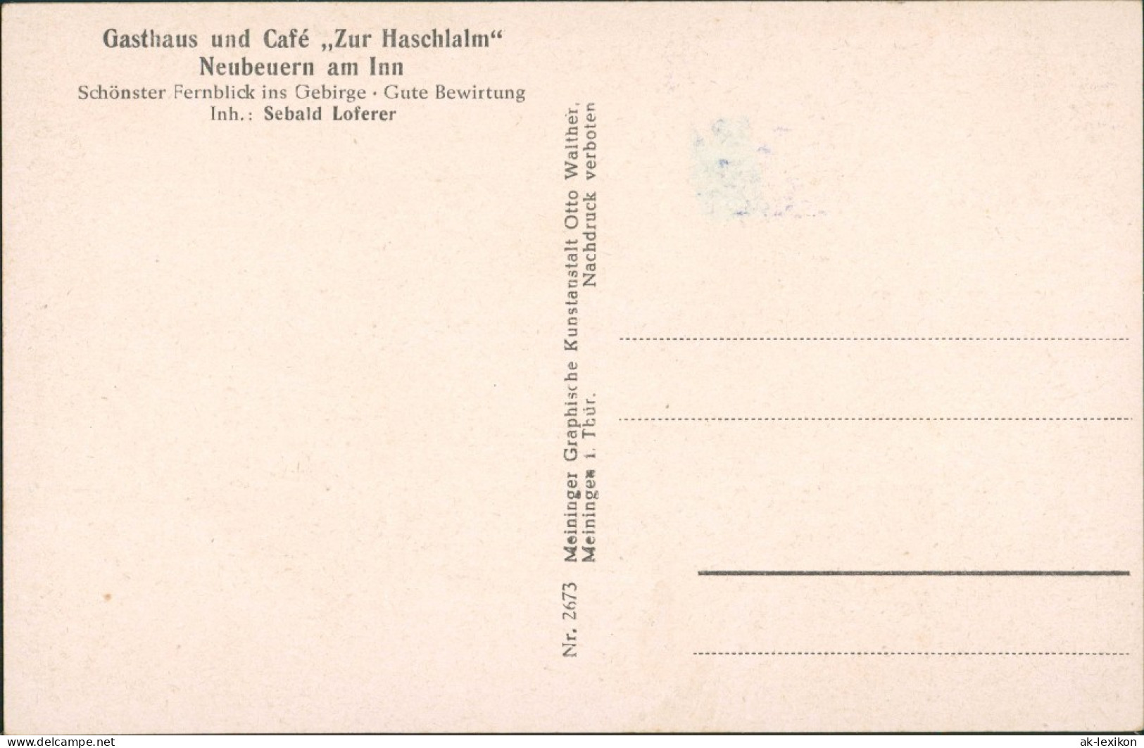 Ansichtskarte Neubeuern Gasthaus Und Café „Zur Haschlalm“ 1928 - Other & Unclassified