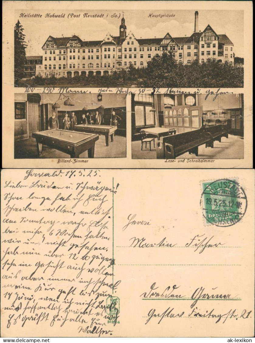 Hohwald (Sachsen) 3 Bild Heilstätte Billard Zimmer Lesezimmer 1925 - Hohwald (Sachsen)
