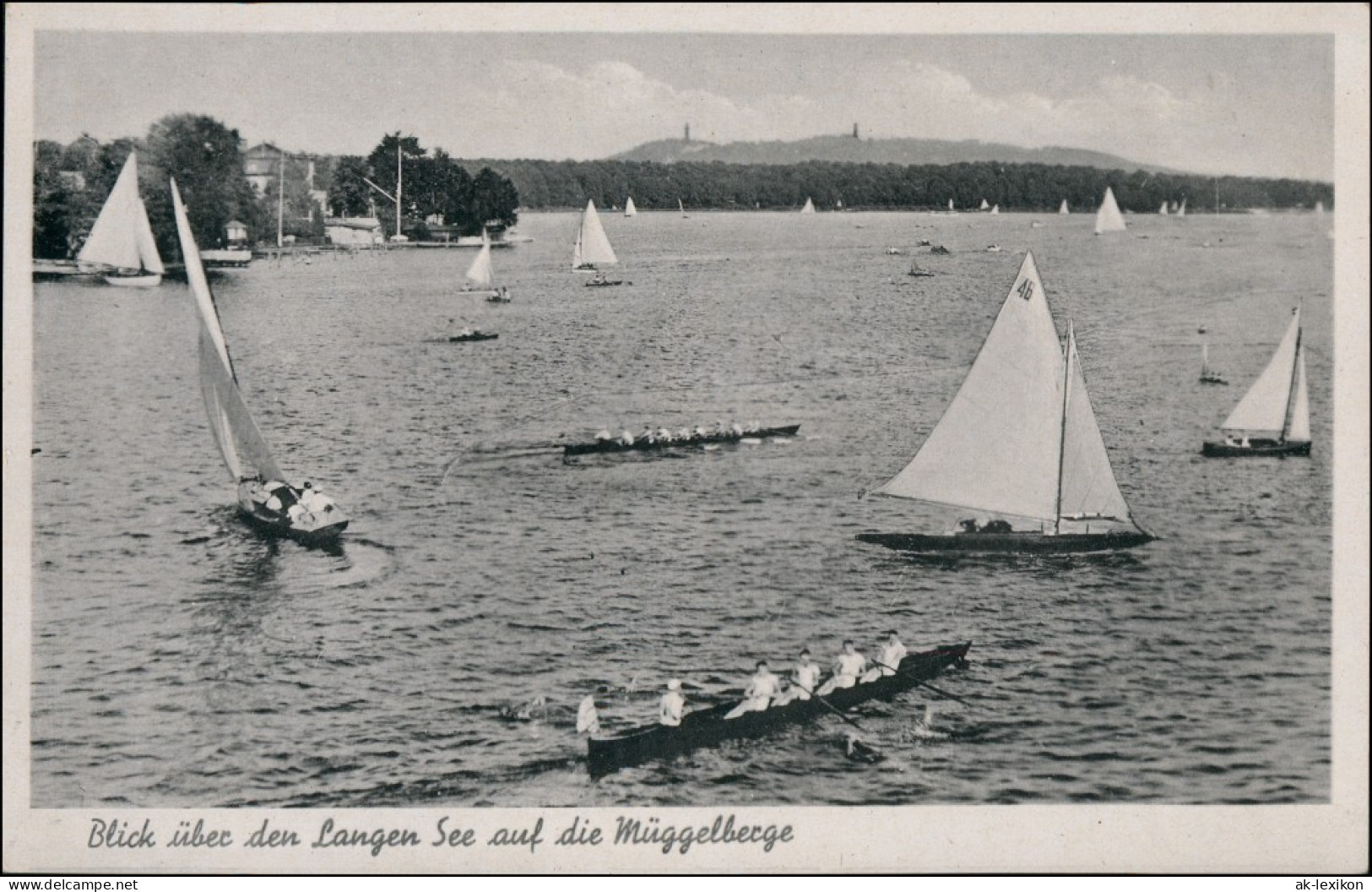 Ansichtskarte Köpenick-Berlin Langer See Segelboote Ruderer 1935 - Köpenick