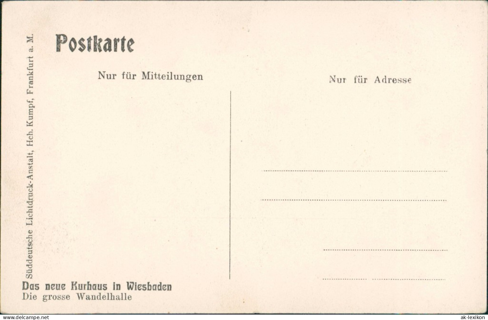 Ansichtskarte Wiesbaden Kurhaus - Wandelhalle 1912 - Wiesbaden