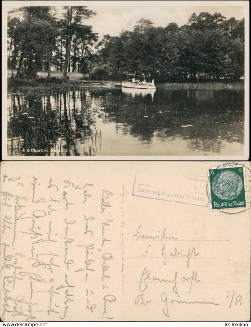Ansichtskarte Dubrow-Gräbendorf Saubucht Schiff Landpoststempel 1937 - Sonstige & Ohne Zuordnung