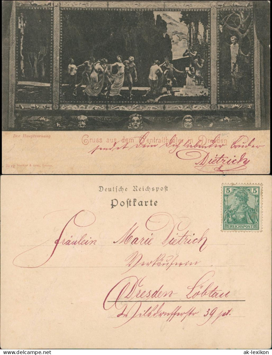 Ansichtskarte Innere Altstadt-Dresden Centraltheater - Hauptvorhang 1906 - Dresden