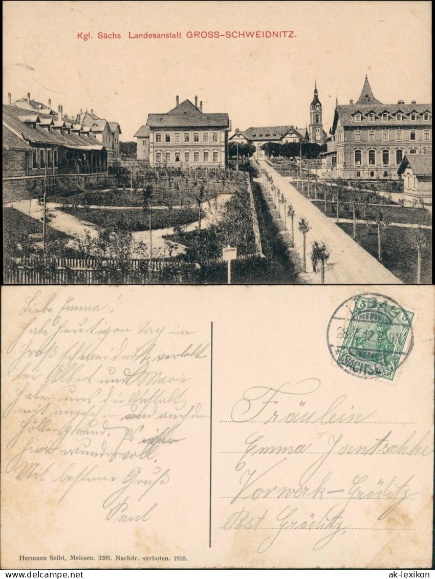 Ansichtskarte Großschweidnitz (OL) Swó&#324;ca Landesanstalt - Straße 1910 - Grossschweidnitz