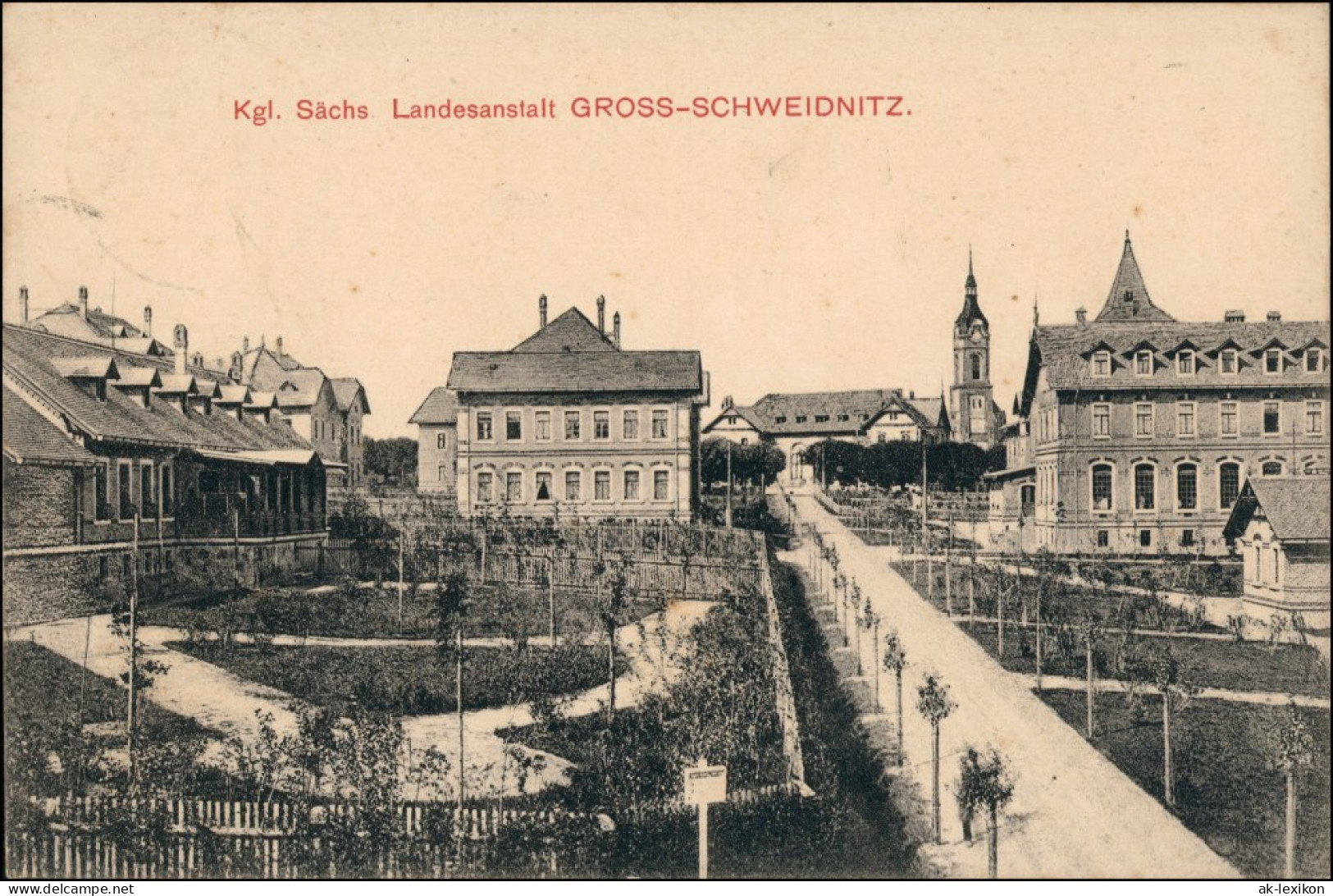 Ansichtskarte Großschweidnitz (OL) Swó&#324;ca Landesanstalt - Straße 1910 - Grossschweidnitz