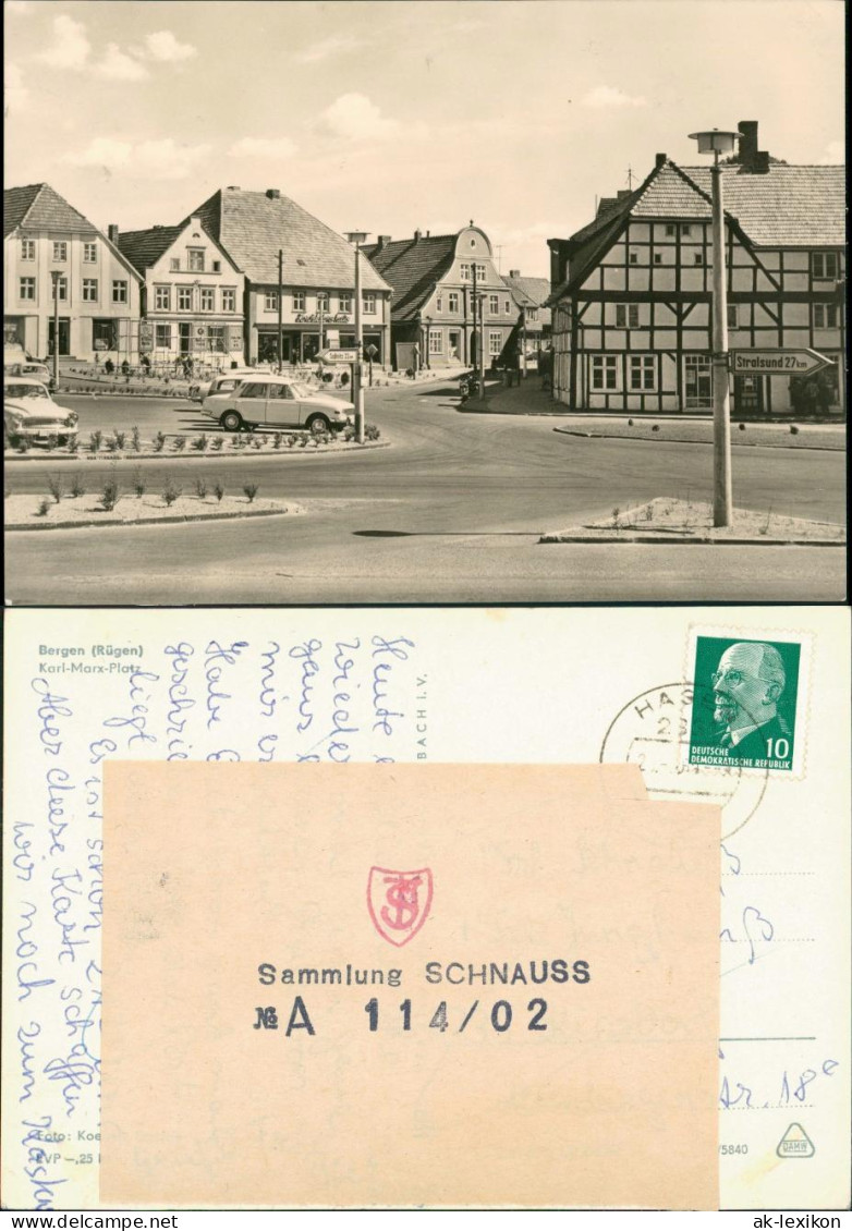 Bergen (Rügen) Karl-Marx-Platz Auto Geschäfte Stadtansicht 1969 - Sonstige & Ohne Zuordnung