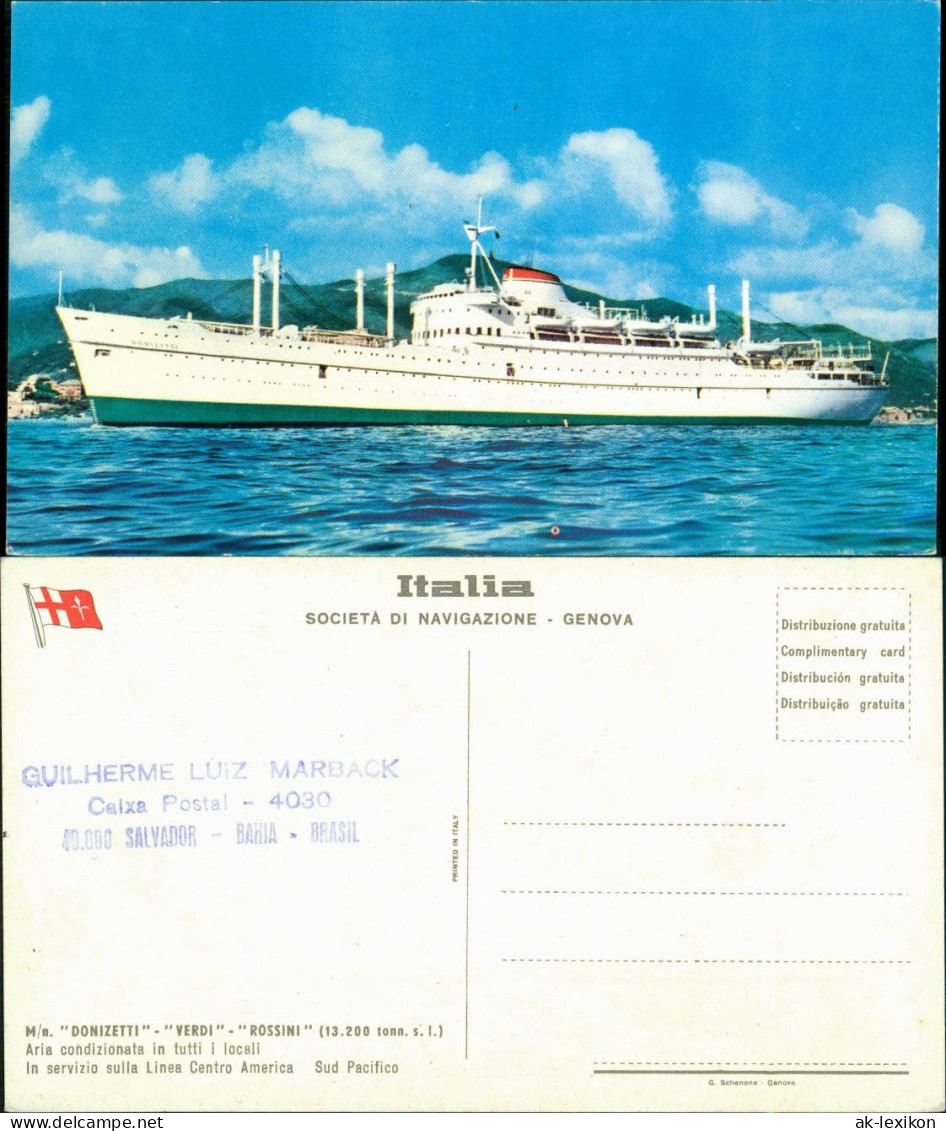 M/N DONIZETTI VERDI ROSSINI Italia Ship Schiff Schiffsfoto 1960 - Passagiersschepen