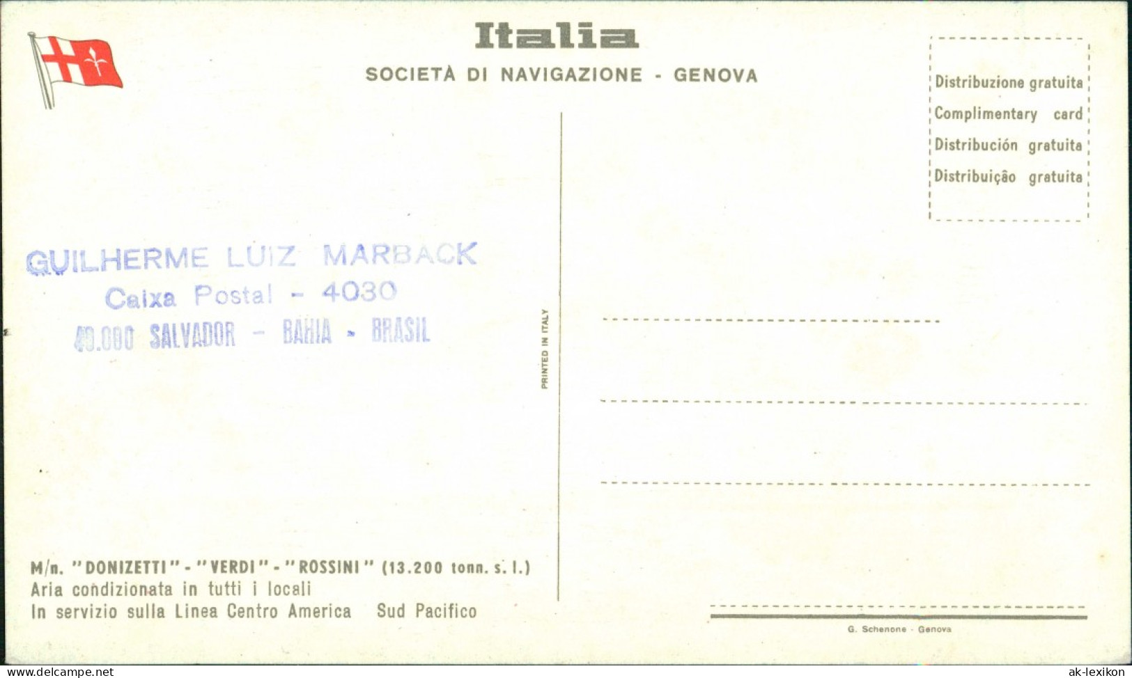 M/N DONIZETTI VERDI ROSSINI Italia Ship Schiff Schiffsfoto 1960 - Passagiersschepen