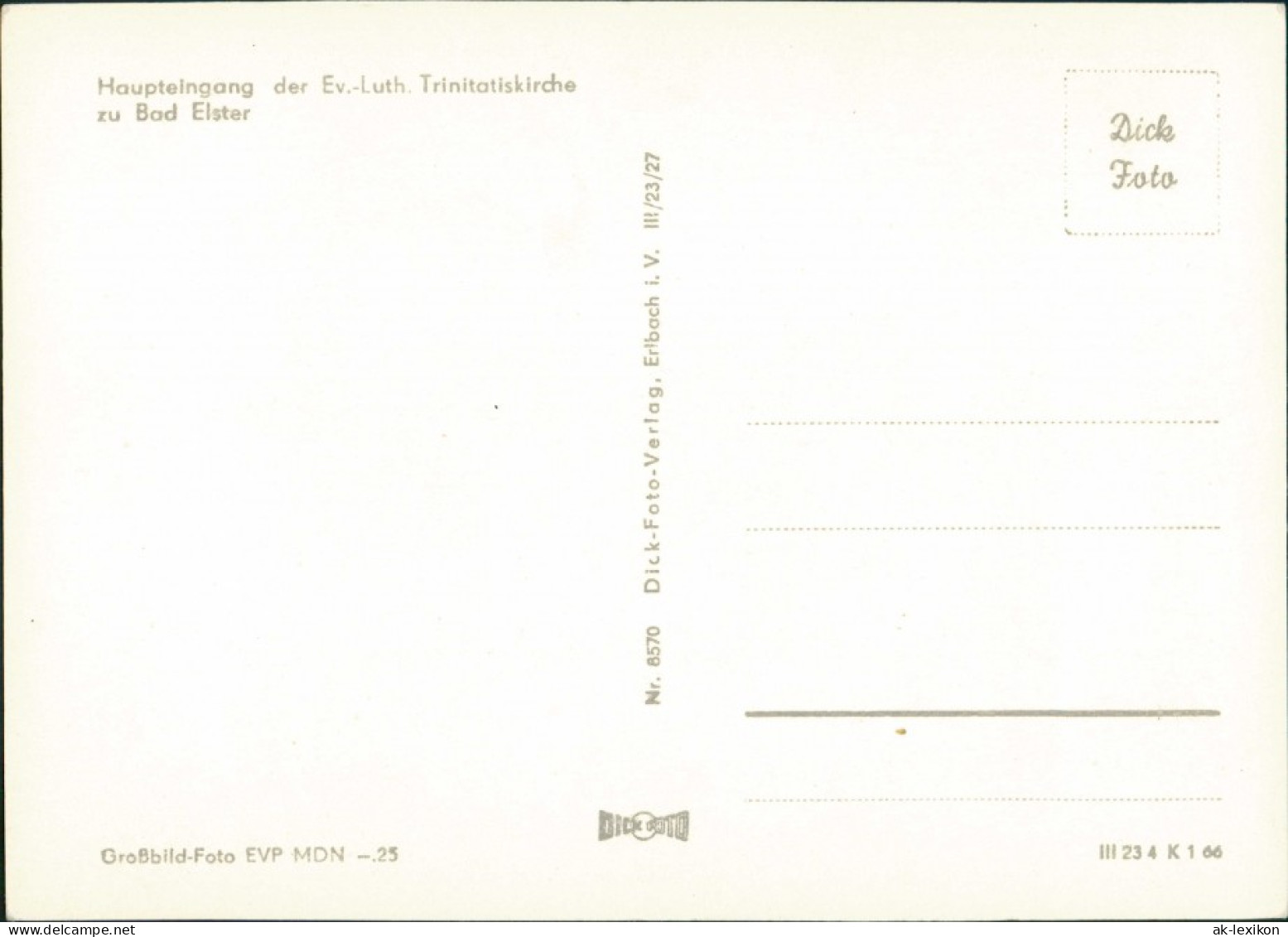 Bad Elster Haupteingang Der Ev.-Luth. Trinitatiskirche, Kirche Church 1966 - Bad Elster