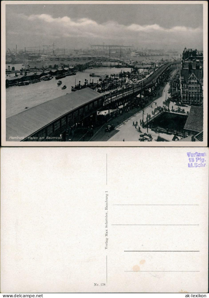 Ansichtskarte Hamburg Hafen Am Baumwall 1934 - Other & Unclassified