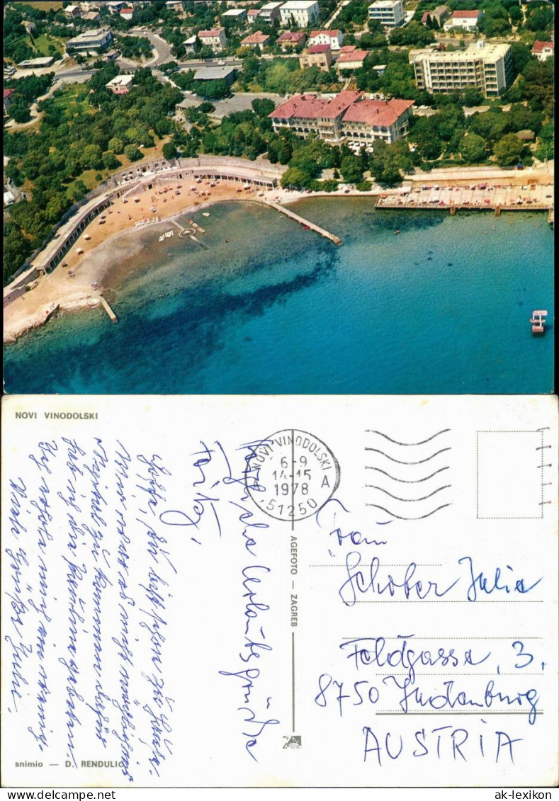 Postcard Novi Vinodolski Luftbild 1978 - Croatia