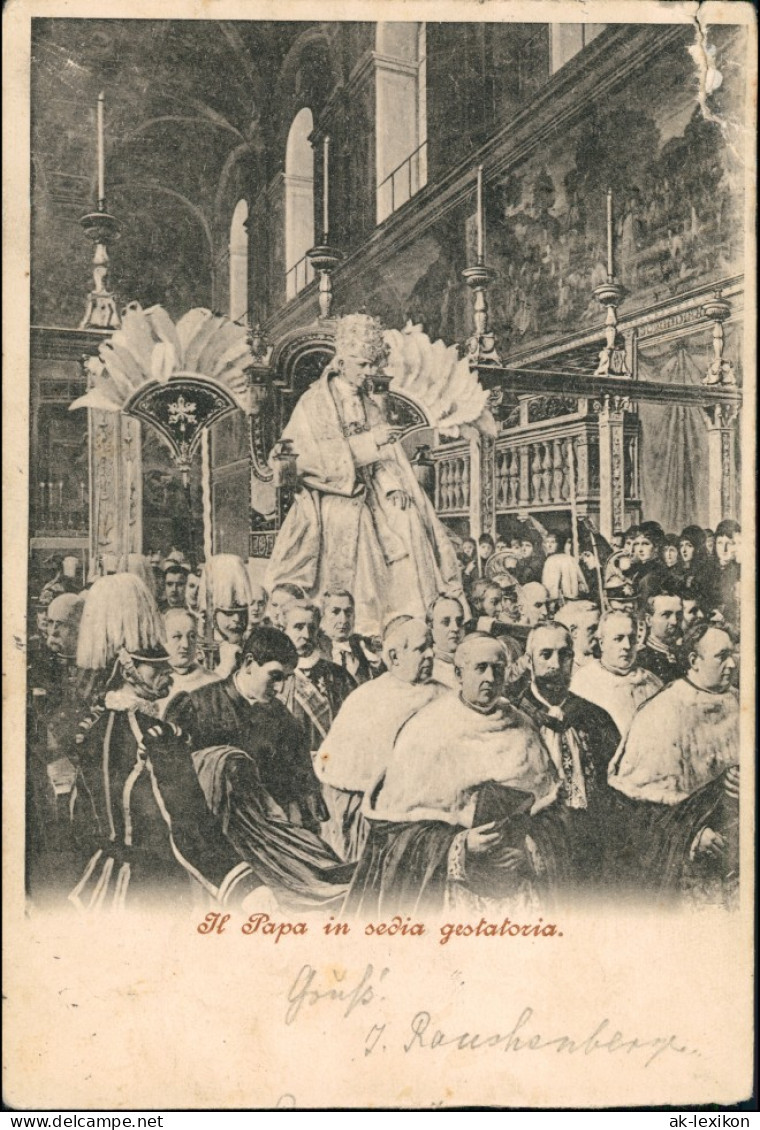Cartoline Rom Roma Papa In Sedia Gestatoria Papst Unter Bischöfen 1900 - Otros & Sin Clasificación